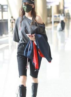 Angelababy杨颖性感露肩衣机场时尚写真图片