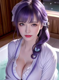 国色天香超高清ai动漫性感美女一头紫发大胸MM图片下载
