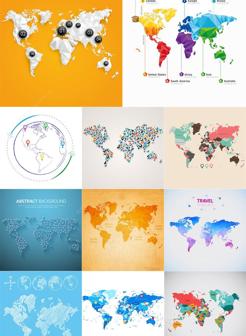 19张世界地图矢量图素材大全