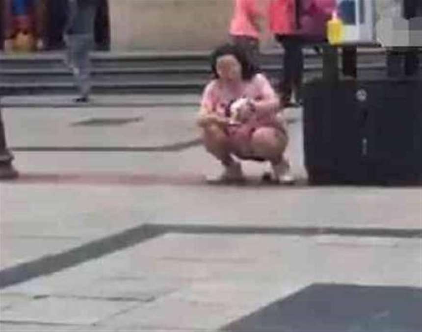 滨江道一少妇当街大便!