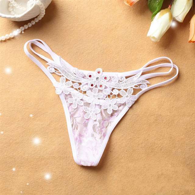 蕾丝网纱透明美女丁字诱惑性感全透明漏毛无痕内裤女镂空情趣t裤