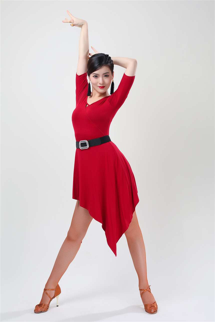 大人女艺考表演短裙 拉丁舞不规则流苏半身