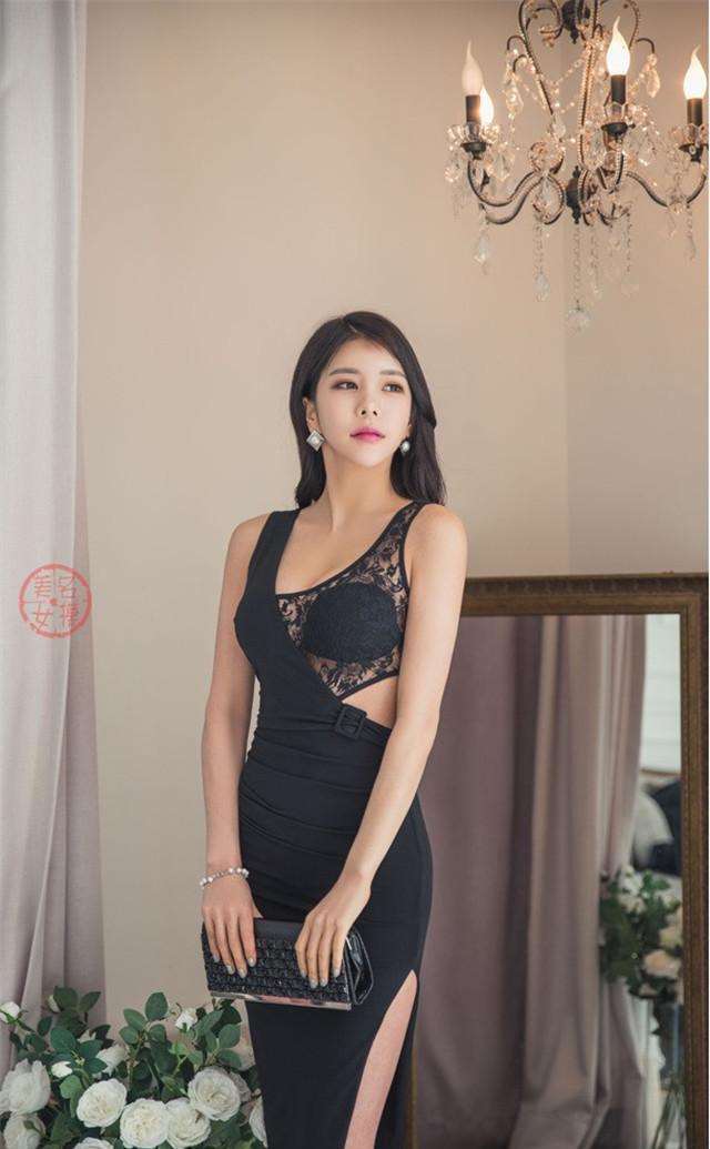 风韵少妇斜肩蕾丝裙, 性感大气妖娆优雅