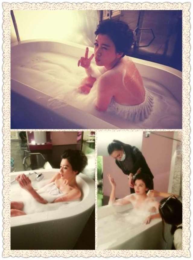 贾静雯在图片下发文:这出浴被偷拍还这样高兴,我的小助手阿当默默在