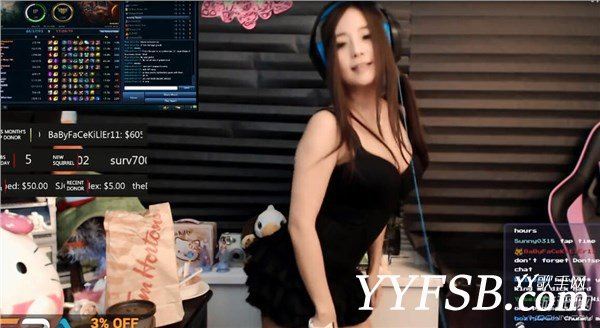 韩裔加拿大LOL女主播穿低胸装跳乳摇热舞