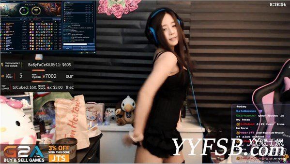 韩裔加拿大LOL女主播穿低胸装跳乳摇热舞