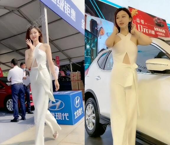 抖音车模张芮尔个人资料简介，最美车模真实身高180，微博福利写真图片