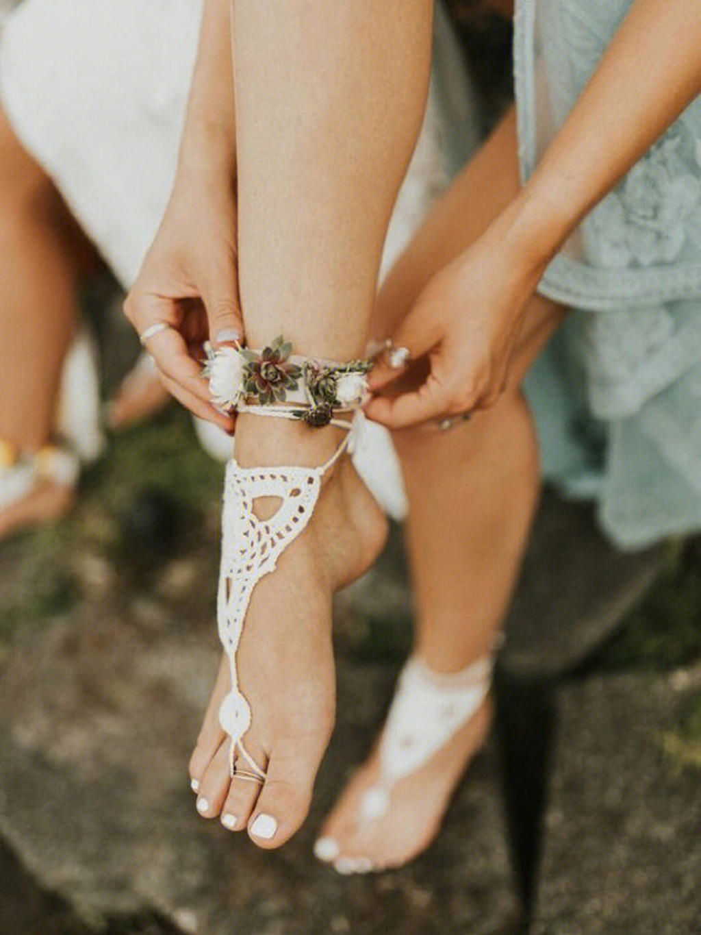 wedding赤脚凉鞋提升细节感的小装饰