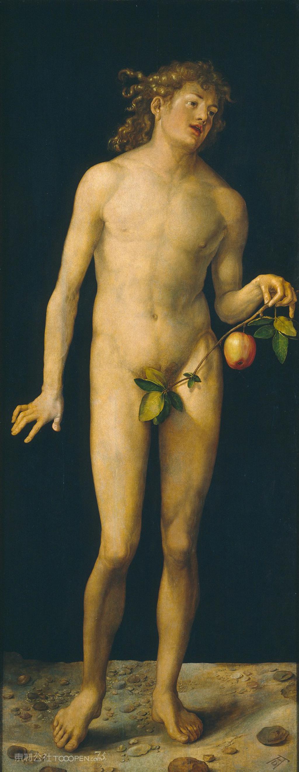 裸体男人亚当人体艺术油画图片